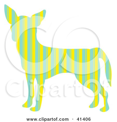 Clipart Illustration of a Green And Yellow Striped Profiled Chihuahua Dog by Prawny