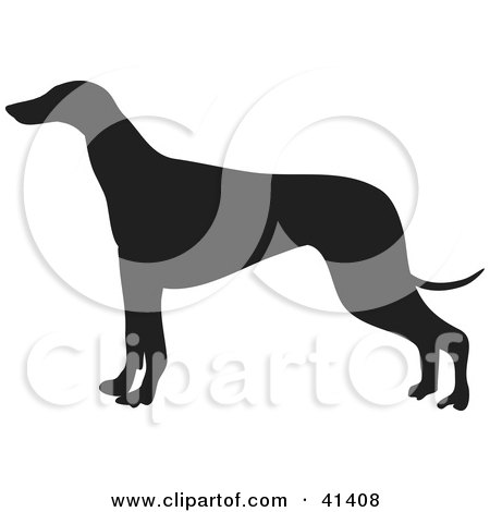 Clipart Illustration of a Black Silhouetted Greyhound Dog Profile by Prawny