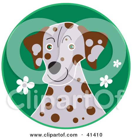 Clipart Illustration of a Dalmatian Dog In A Green Field Of Flowers by Prawny