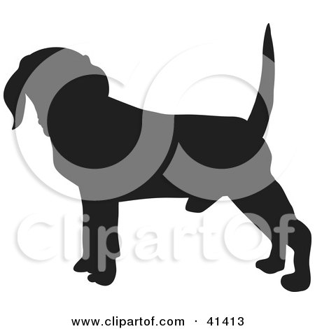 Clipart Illustration of a Black Silhouetted Beagle Dog Profile by Prawny