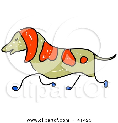 Clipart Illustration of a Running Brown and Red Dog by Prawny