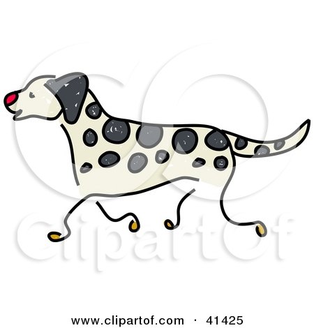 Clipart Illustration of a Happy Running Dalmatian Dog by Prawny
