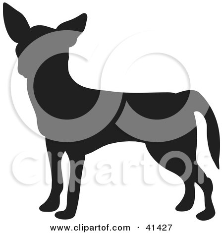 Clipart Illustration of a Black Silhouetted Chihuahua Dog Profile by Prawny