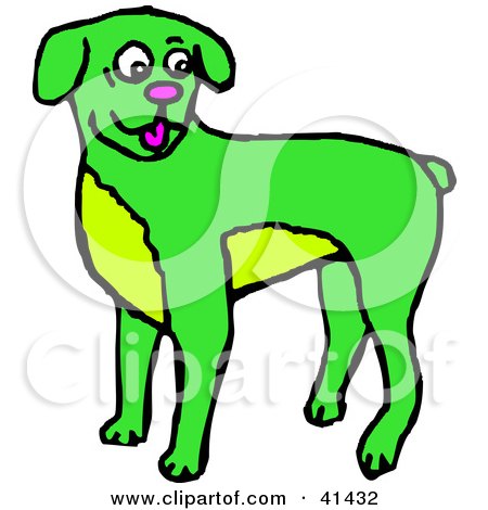 Clipart Illustration of a Happy Green Boxer Dog by Prawny