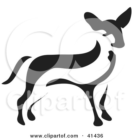 Clipart Illustration of a Black And White Paintbrush Styled Image Of A Chihuahua by Prawny