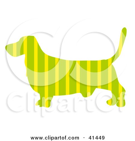 Clipart Illustration of a Green Profiled Basset Hound Dog With Yellow Stripes by Prawny