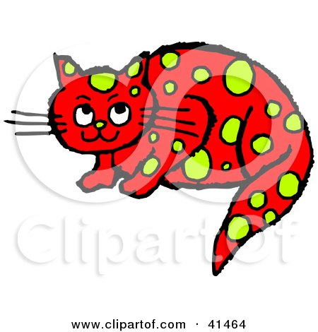 Clipart Illustration of a Yellow Spotted Red Cat by Prawny