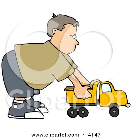 Boy Playing with a Tonka Toy Truck Clipart by djart