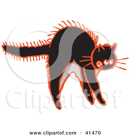 Clipart Illustration of a Black And Red Frightened Cat Arching Its Back by Prawny