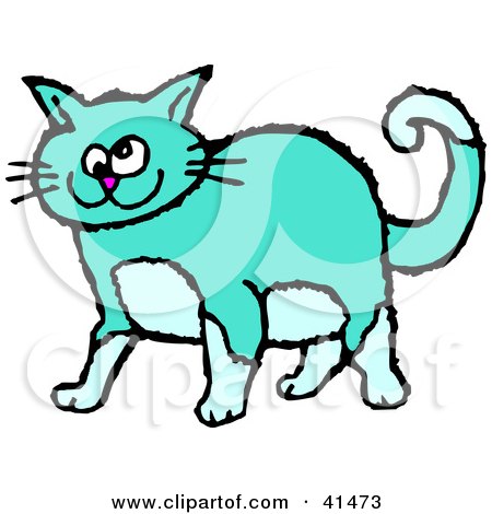 Clipart Illustration of a Cross Eyed Blue Cat by Prawny