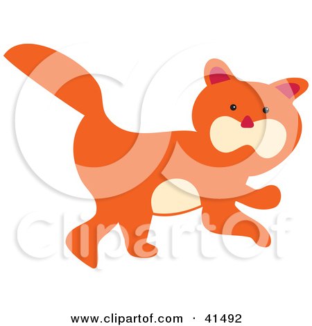 Clipart Illustration of a Cute Orange Kitty Cat With A Beige Belly And Cheeks by Prawny