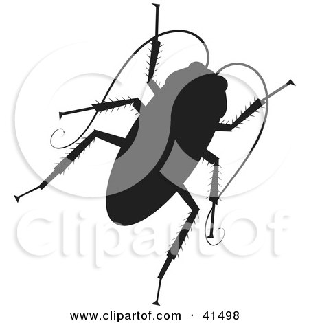 Clipart Illustration of a Black Silhouetted Cockroach by Prawny