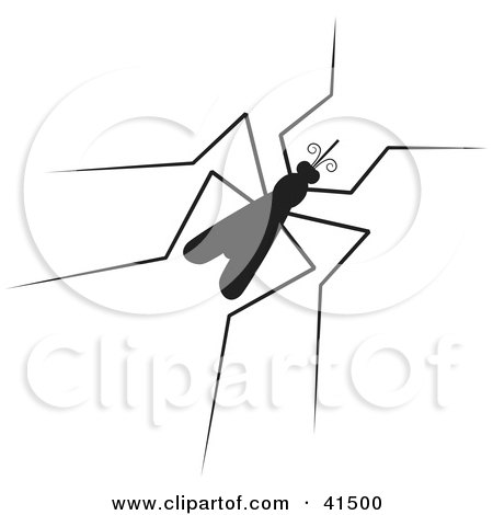 Clipart Illustration of a Black Silhouetted Mosquito by Prawny