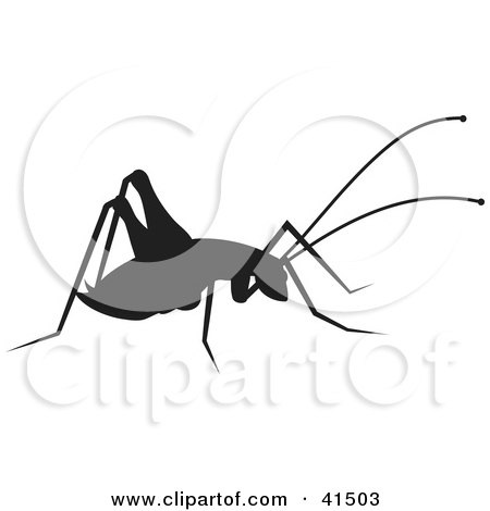 Clipart Illustration of a Black Silhouetted Cricket by Prawny