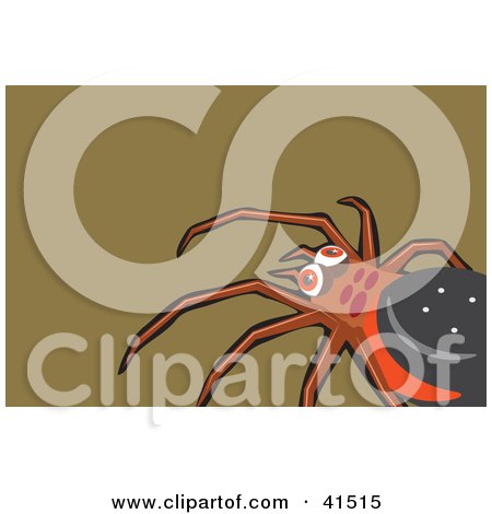 Clipart Illustration of a Creepy Brown Spider On A Brown Background by Prawny