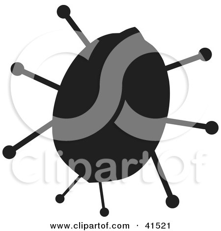 Clipart Illustration of a Black Silhouetted Ladybug by Prawny