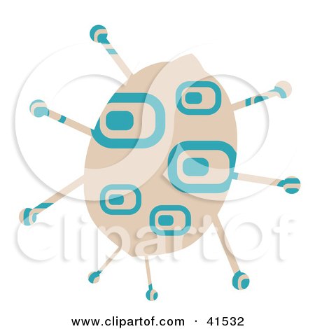 Clipart Illustration of a Tan Ladybug With Blue Rectangle Patterns by Prawny