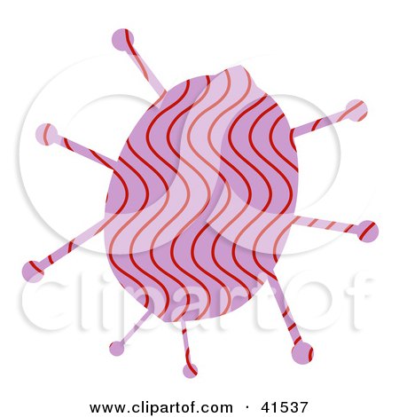 Clipart Illustration of a Pink Ladybug With Wavy Red Patterns by Prawny