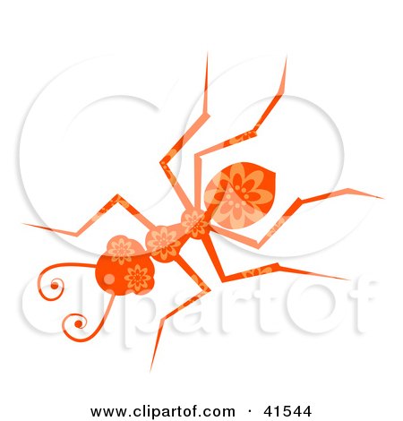 Clipart Illustration of an Orange Floral Patterned Ant by Prawny