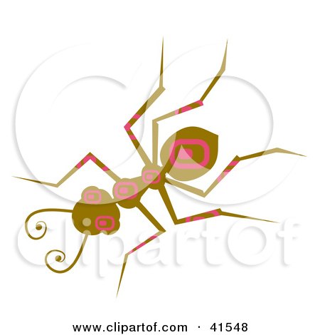 Clipart Illustration of a Brown And Pink Rectangle Patterned Ant by Prawny
