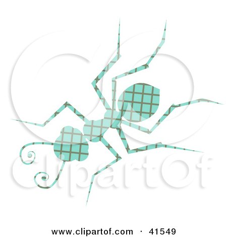 Clipart Illustration of a Blue And Green Patterned Ant by Prawny