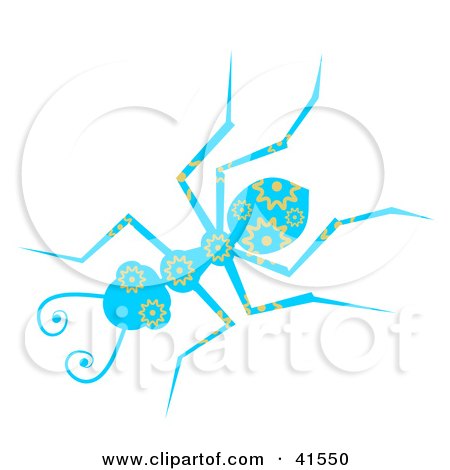 Clipart Illustration of a Blue And Yellow Burst Patterned Ant by Prawny