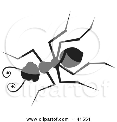 Clipart Illustration of a Black Silhouetted Ant by Prawny