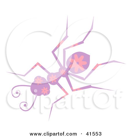 Clipart Illustration of a Purple And Pink Floral Patterned Ant by Prawny