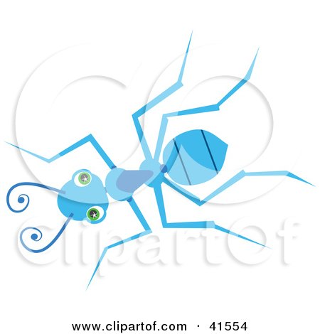 Clipart Illustration of a Green Eyed Blue Ant Looking Up by Prawny