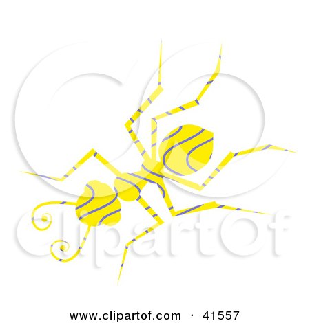 Clipart Illustration of a Yellow And Blue Wave Patterned Ant by Prawny