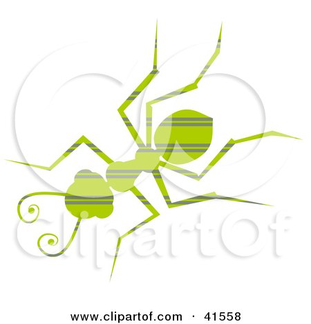 Clipart Illustration of a Green Horizontal Striped Patterned Ant by Prawny