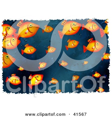 Clipart Illustration of a School Of Goldfish Background by Prawny