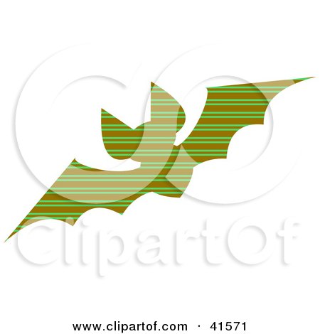 Clipart Illustration of a Green And Brown Striped Patterned Bat by Prawny