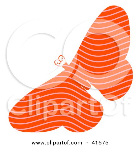 Clipart Illustration of an Orange Wave Patterned Butterfly by Prawny