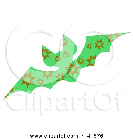 Clipart Illustration of a Green And Brown Burst Patterned Bat by Prawny