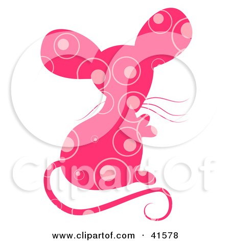 Clipart Illustration of a Pink Circle Patterned Mouse by Prawny