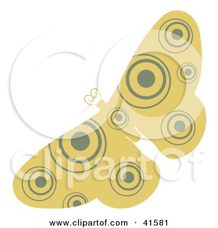 Clipart Illustration of a Brown and Gray Circle Patterned Butterfly by Prawny