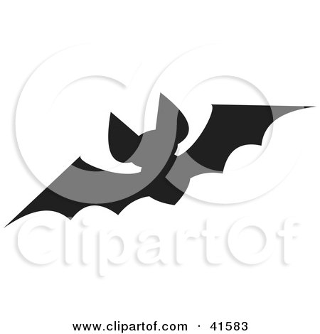 Clipart Illustration of a Black Silhouetted Bat by Prawny