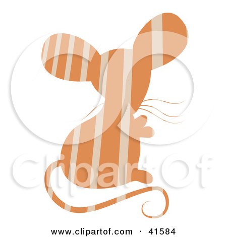Clipart Illustration of an Orange And Beige Striped Patterned Mouse by Prawny