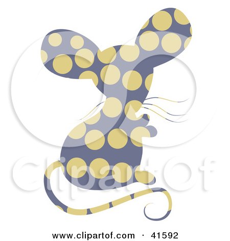Clipart Illustration of a Purple and Beige Dot Patterned Mouse by Prawny