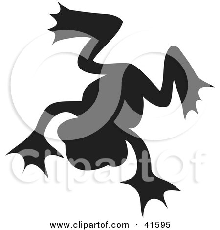 Clipart Illustration of a Black Silhouetted Frog by Prawny
