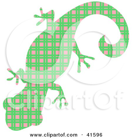 Clipart Illustration of a Green and Pink Patterned Gecko by Prawny