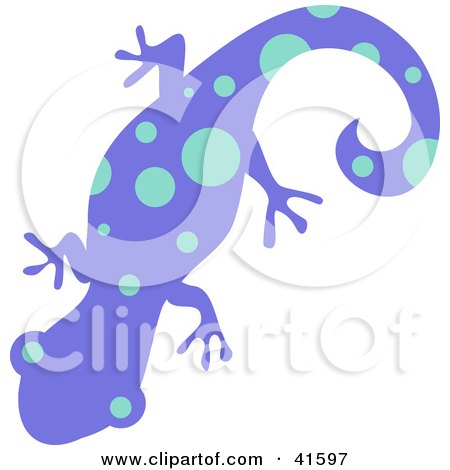 Clipart Illustration of a Purple and Blue Dot Patterned Gecko by Prawny
