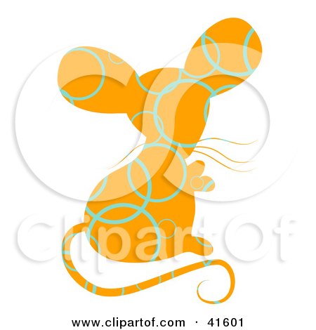 Clipart Illustration of an Orange and Blue Circle Patterned Mouse by Prawny