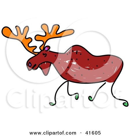 Clipart Illustration of a Sketched Moose by Prawny
