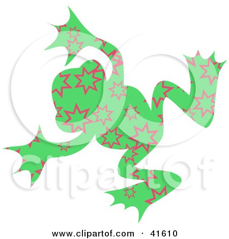Clipart Illustration of a Green And Pink Burst Patterned Frog by Prawny