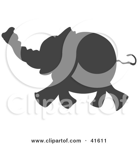 Clipart Illustration of a Gray Silhouetted Elephant by Prawny