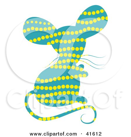 Clipart Illustration of a Blue and Yellow Dot Patterned Mouse by Prawny