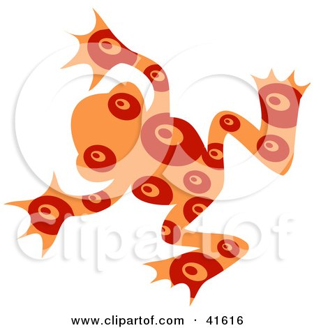 Clipart Illustration of an Orange and Red Circle Patterned Frog by Prawny
