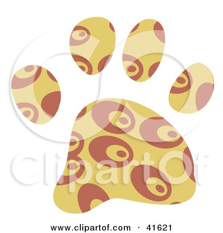 Clipart Illustration of a Tan and Brown Patterned Paw Print by Prawny